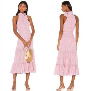 Likely brand, size 6, WORN ONCE, Like new. Pink floral. Tie at neck.